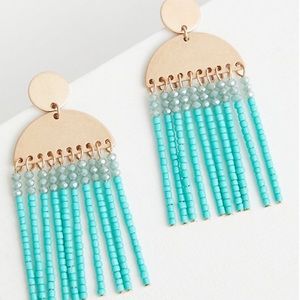 Torrid Silver Tone and Turquoise Hanging Bead Earrings